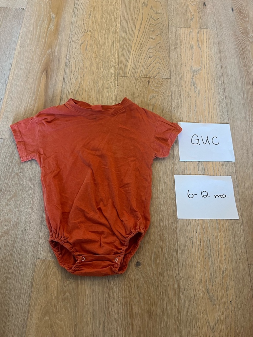 Short-Sleeve Baby One-Piece in Rust Orange — Unbranded